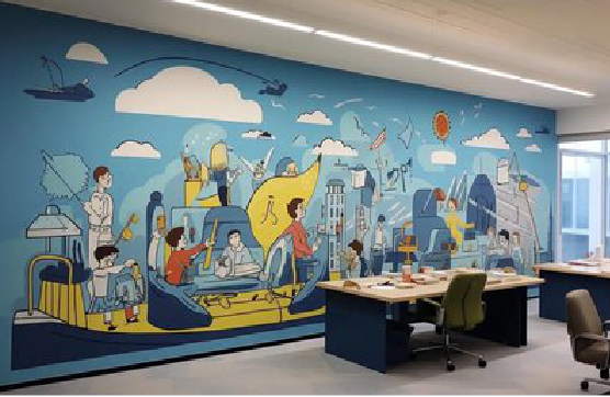 卢氏办公室墙绘的特点。