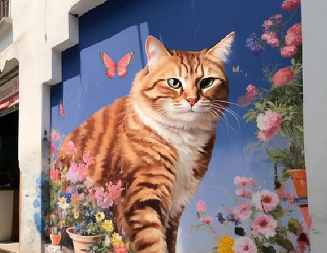 卢氏自己绘制有个性的手绘墙