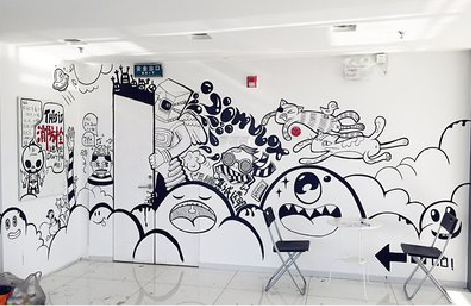 卢氏手绘墙并非传统涂鸦。